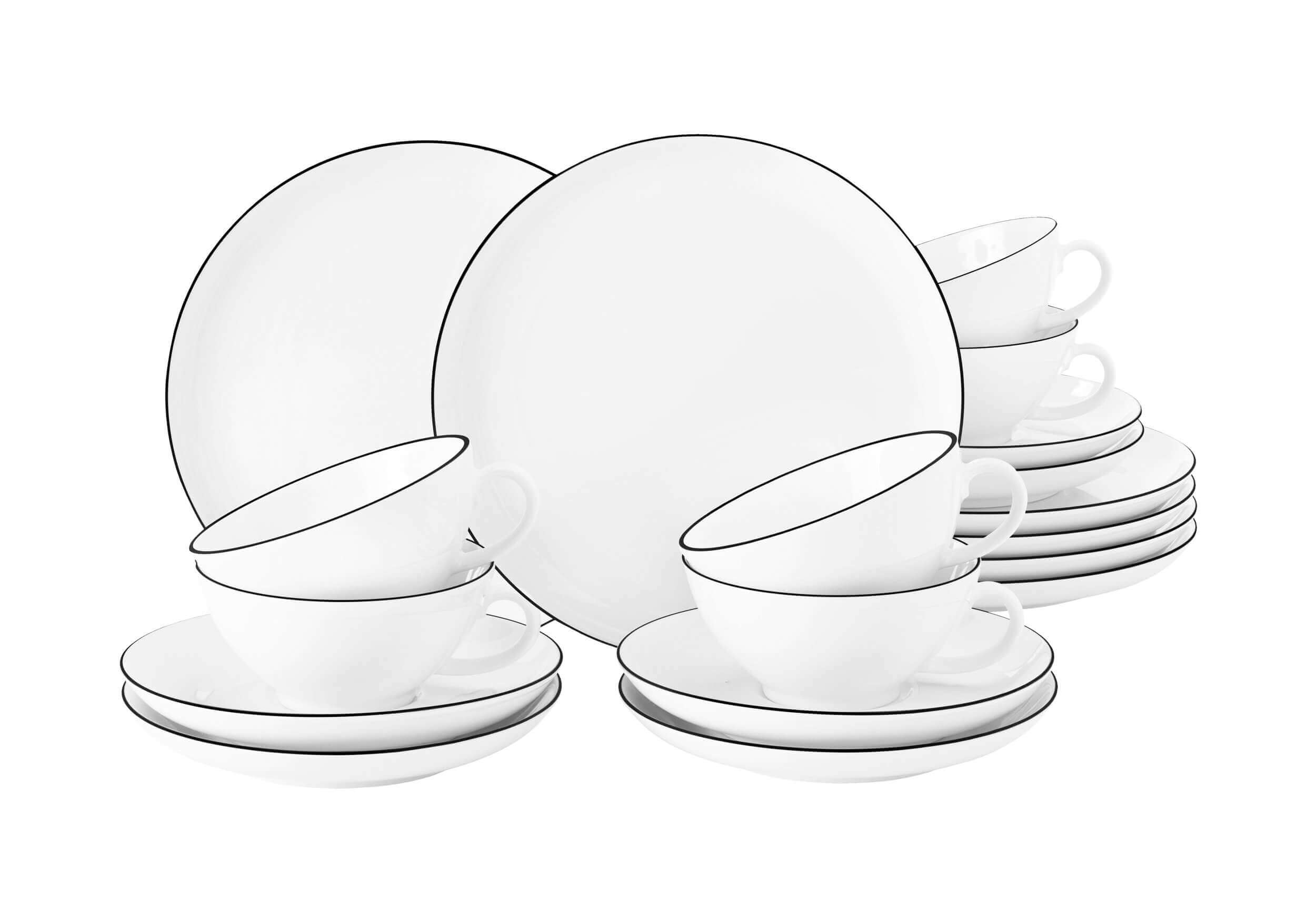 Tējas servīze Seltmann Weiden Lido Black Line 6 pers. 18daļas