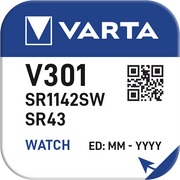 Sudraba oksīda pulksteņu baterija VARTA V301 1.55V/115mAh, 1gab.