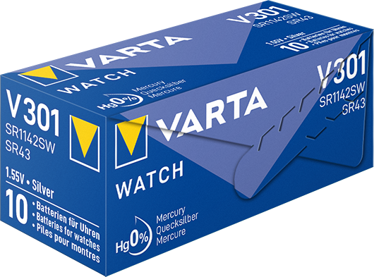 Sudraba oksīda pulksteņu baterija VARTA V301 1.55V/115mAh, 1gab.