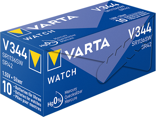 Sudraba oksīda pulksteņu baterija VARTA V344 1.55V, 1gab.