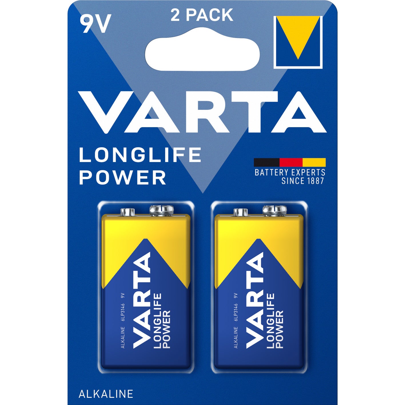Baterijas krona 9V VARTA LONGLIFE POWER Alkaline 2gb.
