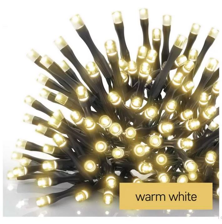 Virtene Zimassvētku 100LED bez barošanas bloka 1.2W WW IP44 10m kabelis melns EMOS D1AW03