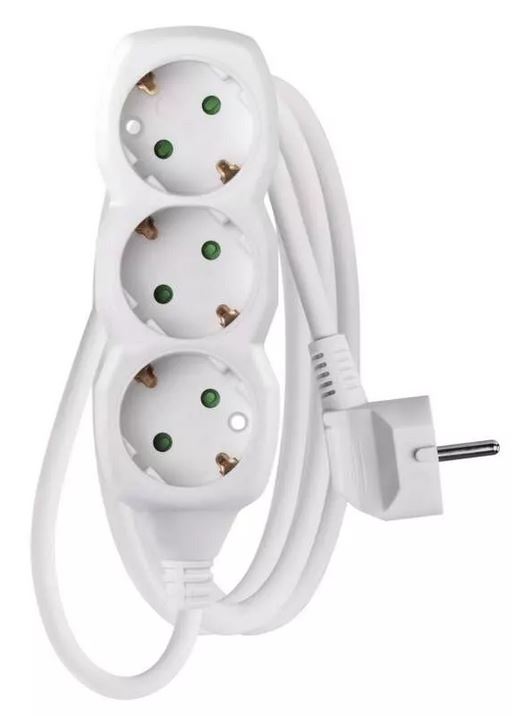 Pagarinātājs 3/1.5m 3680W 3x1.5mm2 ar zemi balts EMOS