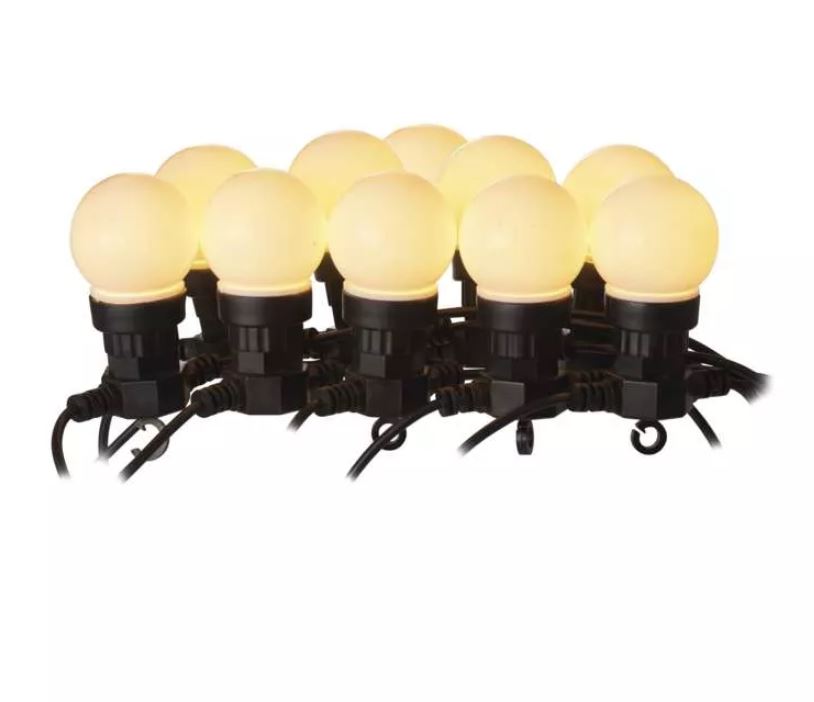 Dārza/terases virtene 5m 50LED IP44 EMOS 10x bumbas baltas WW