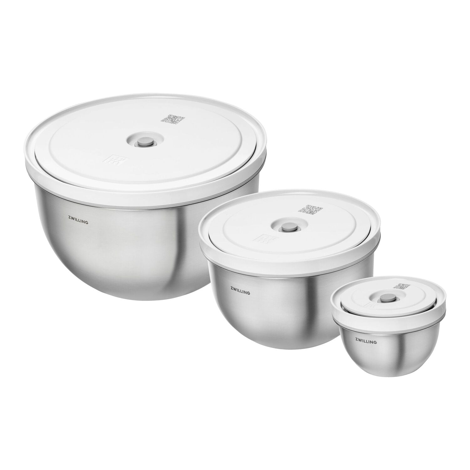 Vakuuma bļodu komplekts ZWILLING FRESH & SAVE Bowls S / M / L, nerūsējošā tērauda