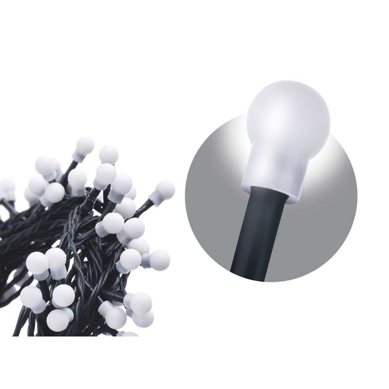 LED gaismiņu virtene 5m EMOS 100LED 6.5W bumbiņas baltas 5300K IP20