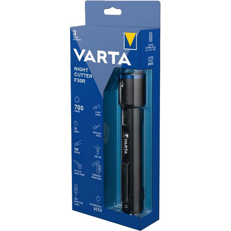 LED lukturis VARTA NIGHT CUTTER F30R 700lm, uzlādējams LED lukturis VARTA NIGHT CUTTER F30R 700lm, uzlādējams