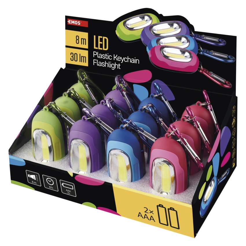 LED lukturis-piekariņš EMOS 1W COB 30lm, 2xCR2032, 1gab.