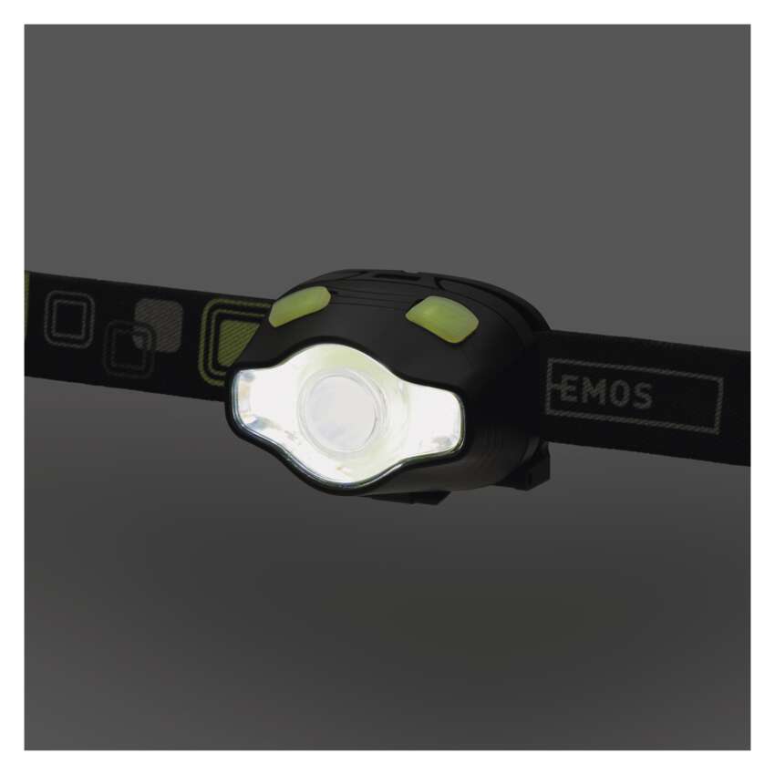 COB LED + LED headlamp EMOS P3536, 220 lm, 100 m, 3x AAA COB LED + LED galvas lukturis EMOS P3536, 220 lm, 100 m, 3x AAA