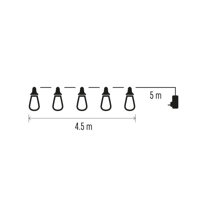 Gaismas virtene 4.5m Party 10LED 5W IP44 EMOS Vintage