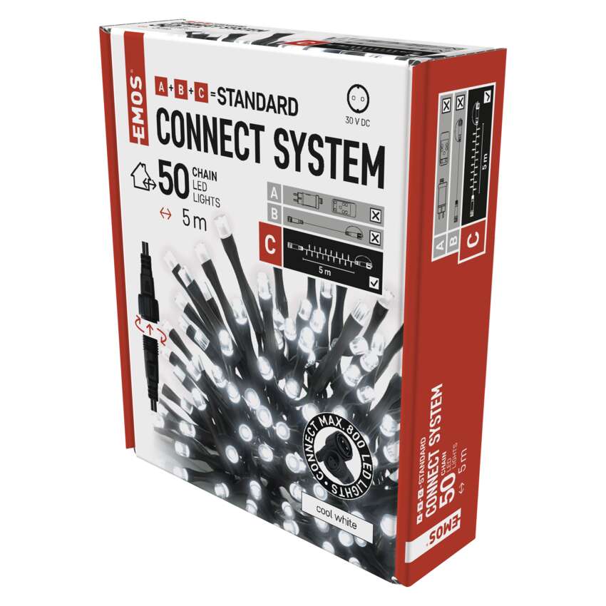 Standarta LED savienojošā virtene, 5 m, lietošanai ārā un iekštelpās, auksti balta EMOS