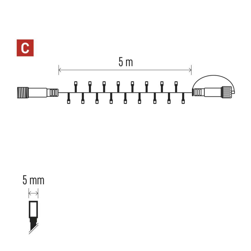 EMOS Connect System 5m extension cord, IP44, without power supply, colored Savienojamā virtene EMOS Connect System 5m, IP44, bez barošanas bloka, krāsaina