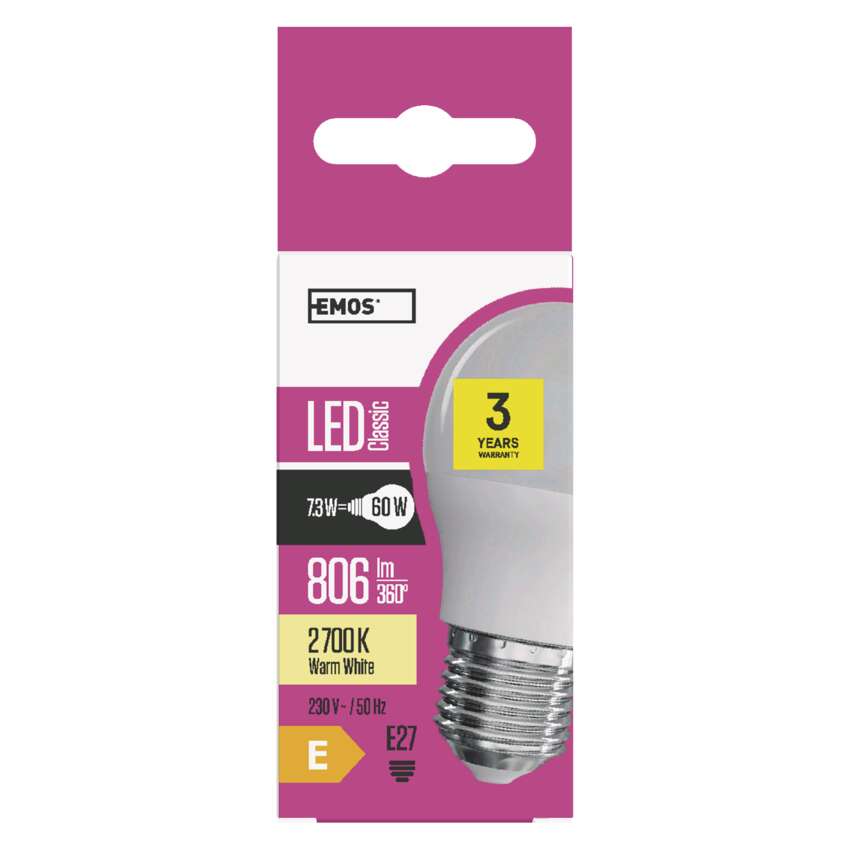 LED spuldze EMOS Mini Globe E27 8W 806lm 2700K LED spuldze EMOS Mini Globe E27 8W 806lm 2700K