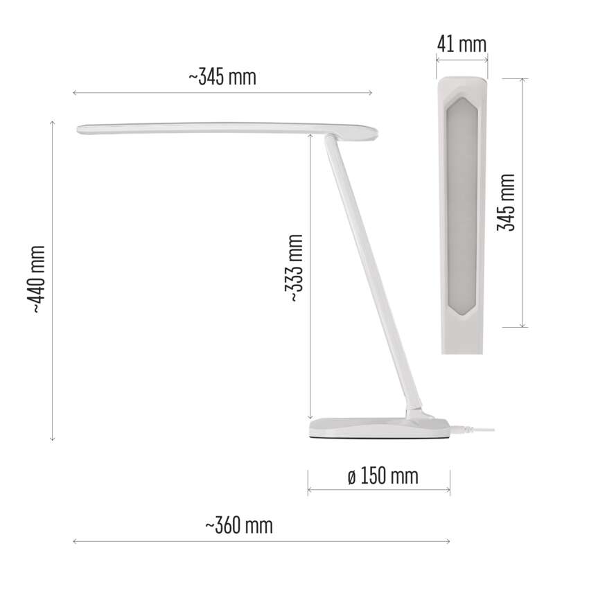 LED galda lampa EMOS CHASE 7.8W 450lm 3K/4K/6K balta LED galda lampa EMOS CHASE 7.8W 450lm 3K/4K/6K balta