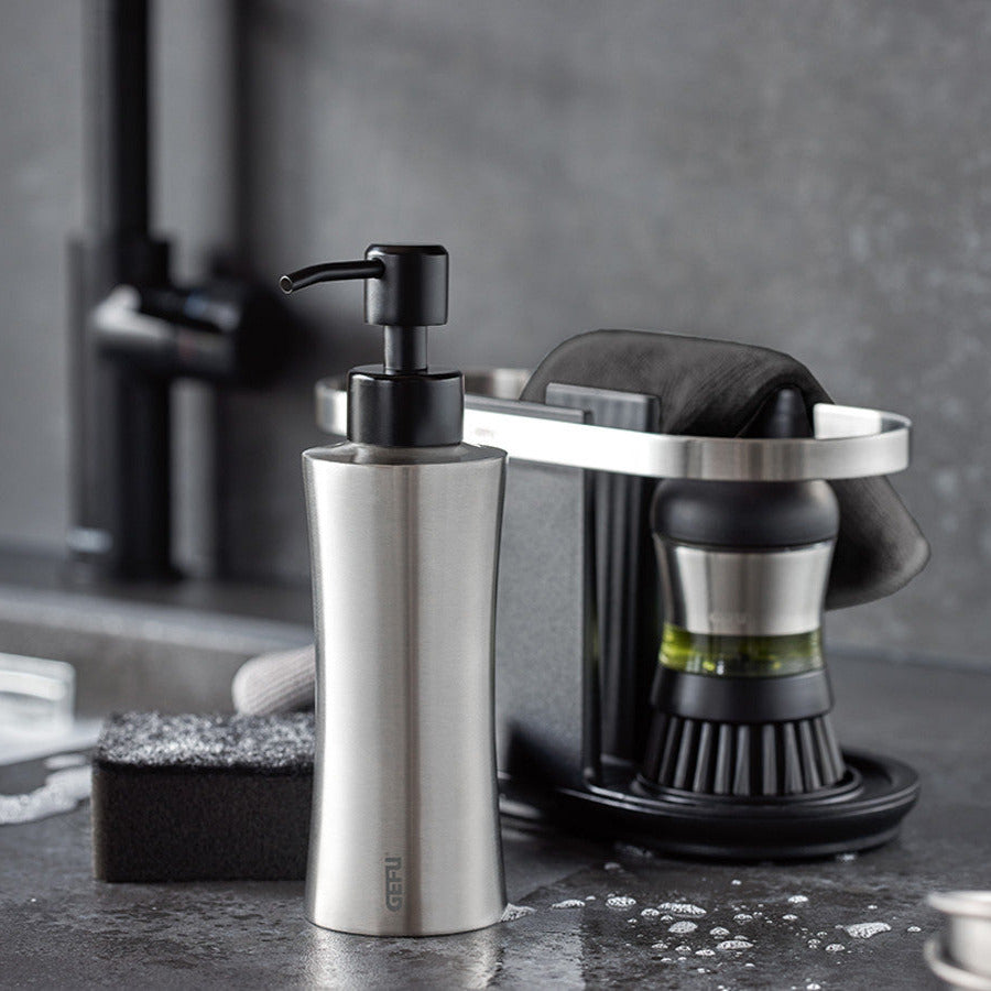 Tērauda pudele ar dozatoru GEFU SWIFT 230ml, ziepēm, trauku mazgājamam līdzeklim, dezinfekcijas līdzeklim