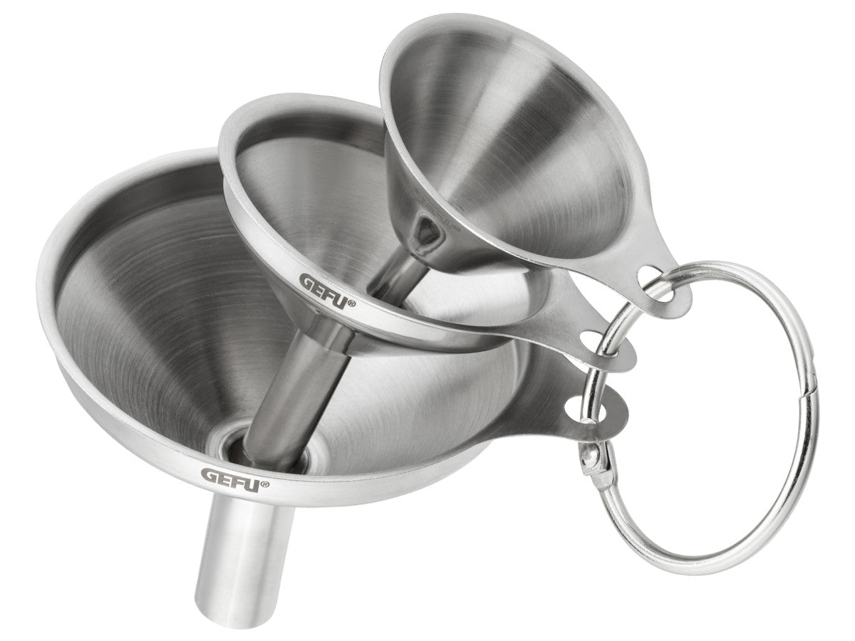 Metāla mini piltuvju komplekts GEFU VERSARE, komplektā 3 gab.