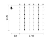 Gaismiņu virtene nano aizkars 180LED 1.7x1.5m EMOS, silti balta, āram un iekštelpām