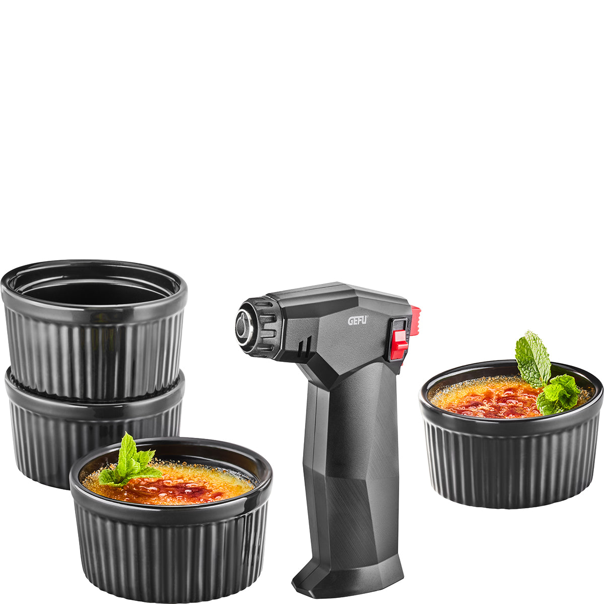 Creme Brulee komplekts GEFU ZUCA 5 priekšmeti Creme Brulee komplekts GEFU ZUCA 5 priekšmeti