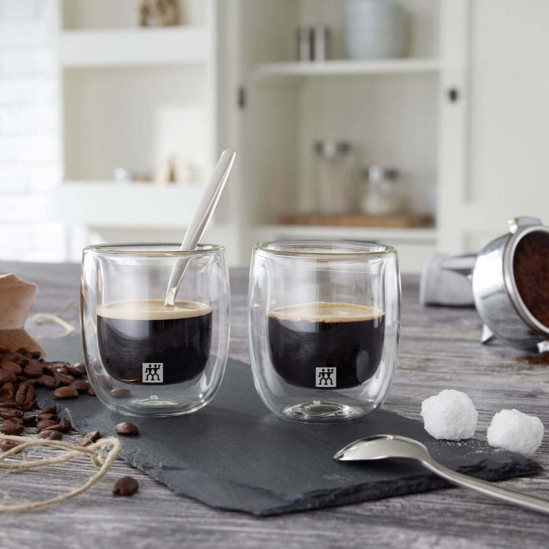 Dubultsienu stikla espresso glāzes Zwilling Sorrento 80ml, 2 gab.