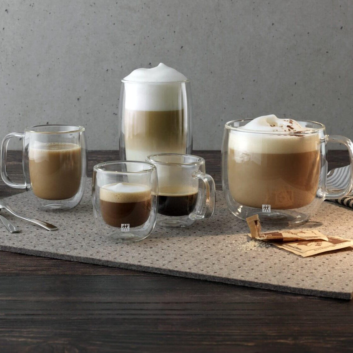 Dubultsienu stikla espresso krūzes Zwilling Sorrento PLUS 140ml, 2 gab.