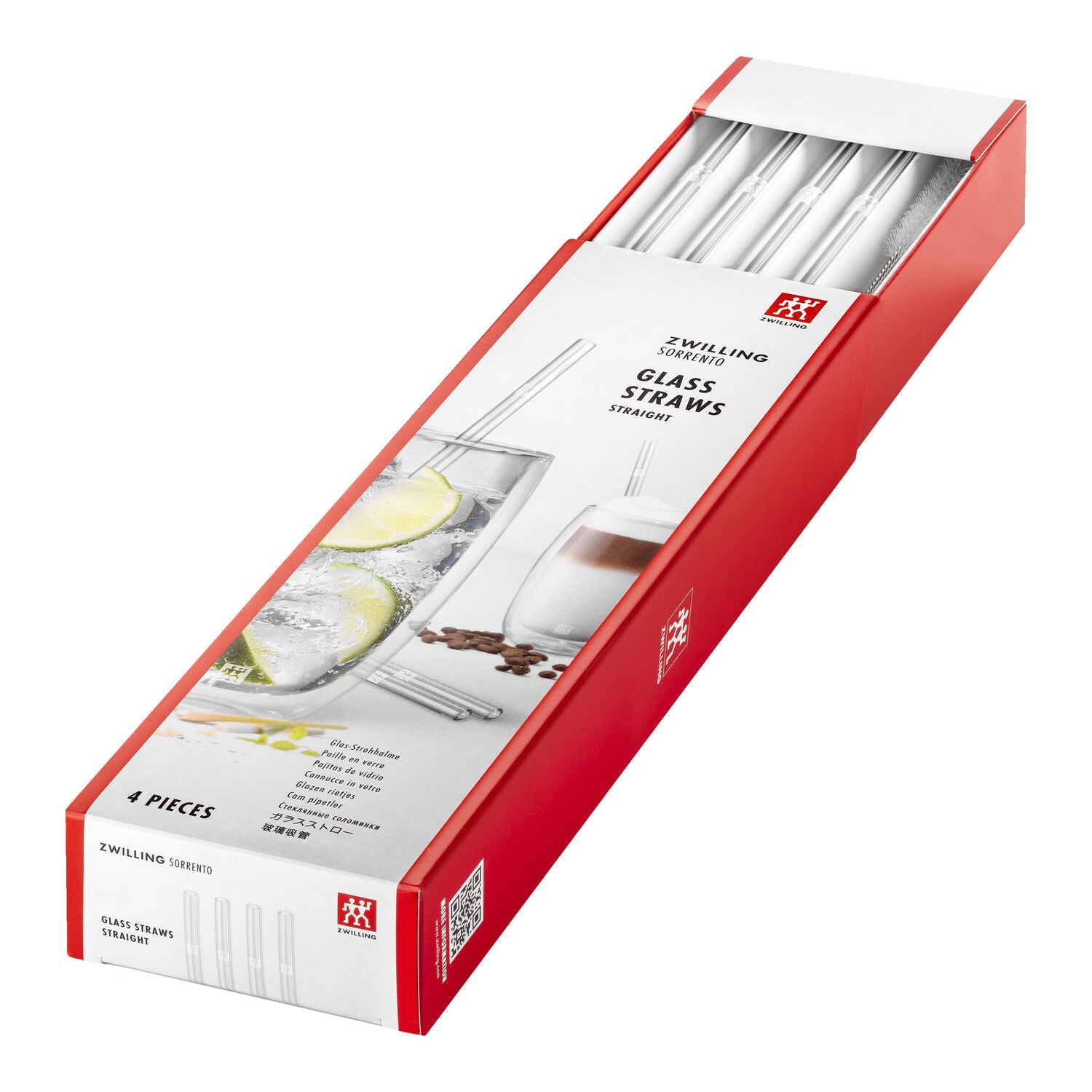 Glass straws 23cm Zwilling Sorrento transparent 4pcs with brush