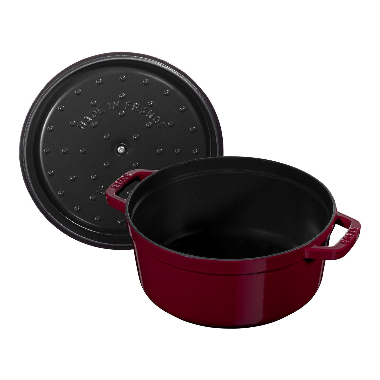 Emaljēts čuguna katls ar vāku Staub 28cm 6.7L La Cocotte, tumši sarkans