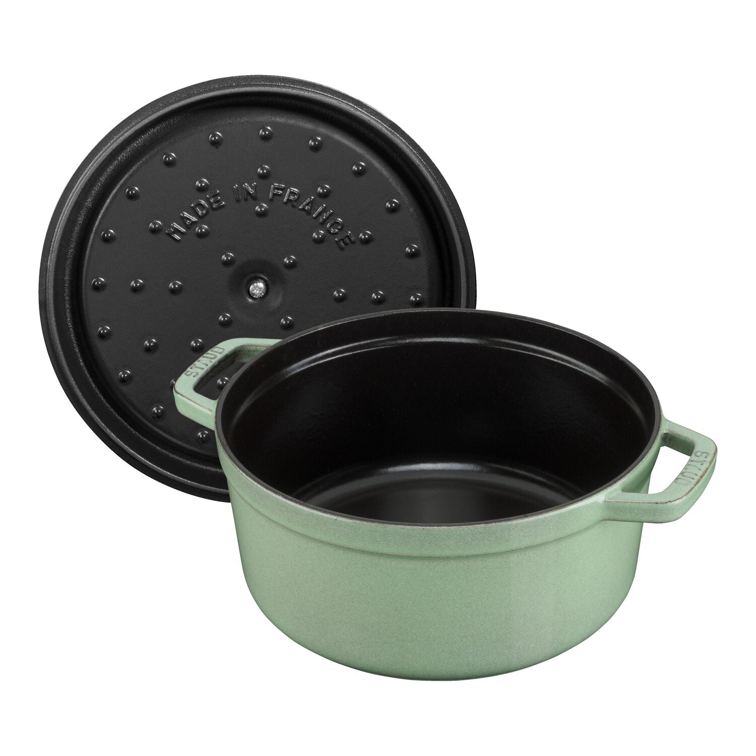 Emaljēts čuguna katls ar vāku Staub 24cm 3,7L Cocotte, salvijas zaļš