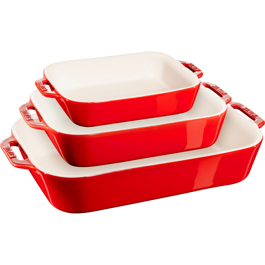 Keramikas cepeškrāsns trauki STAUB Ceramique, 3gab., sarkani Keramikas cepeškrāsns trauki STAUB Ceramique, 3gab., sarkani