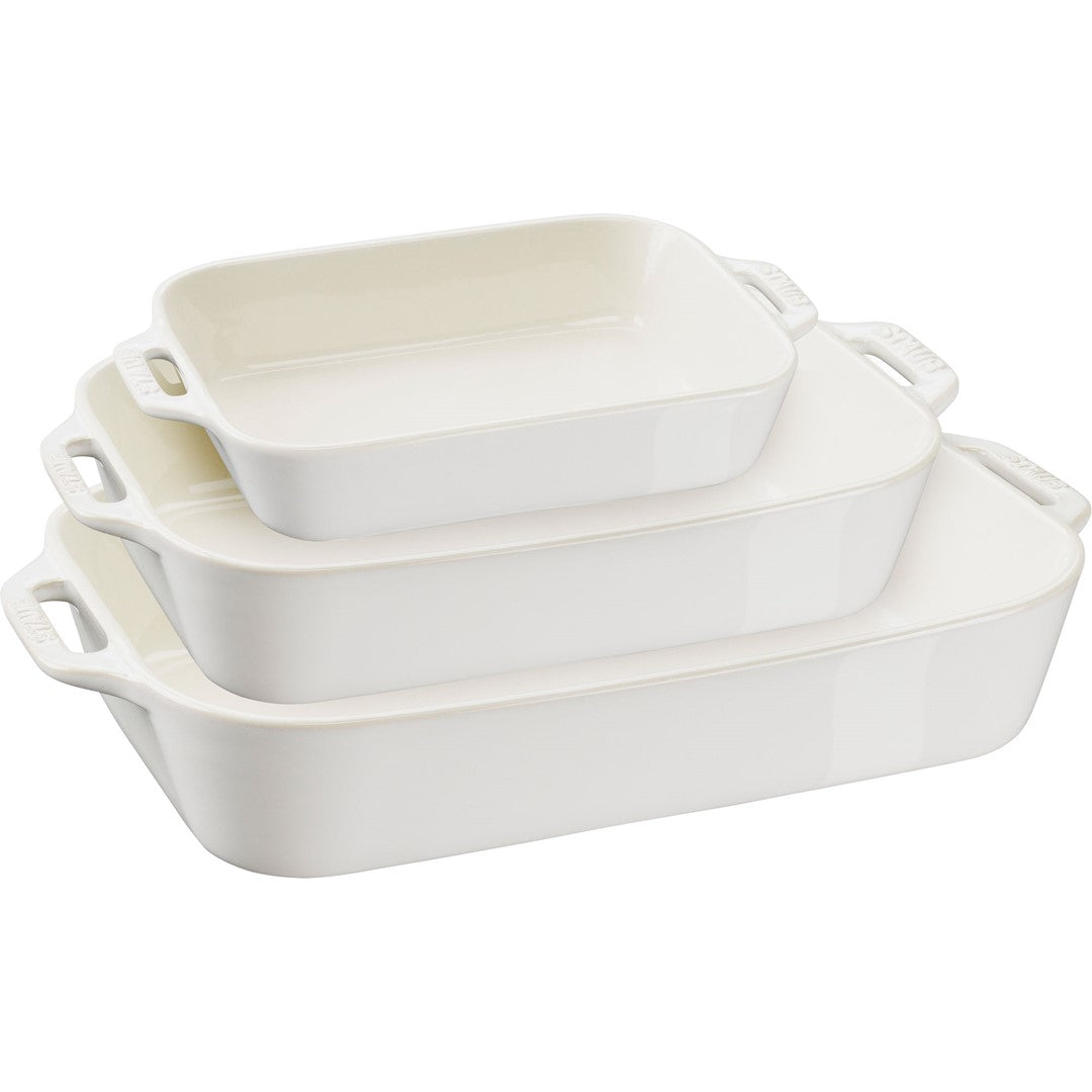 Keramikas cepeškrāsns trauki STAUB Ceramique, 3gab., balti Keramikas cepeškrāsns trauki STAUB Ceramique, 3gab., balti