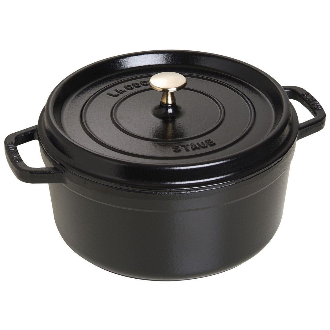 Emaljēts čuguna katls ar vāku Staub 26cm 5.2L Cocotte, melns
