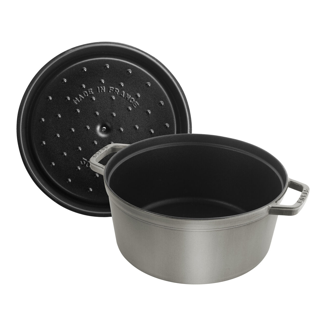 Emaljēts čuguna katls ar vāku Staub 24cm 3,8L Cocotte, grafīta pelēks