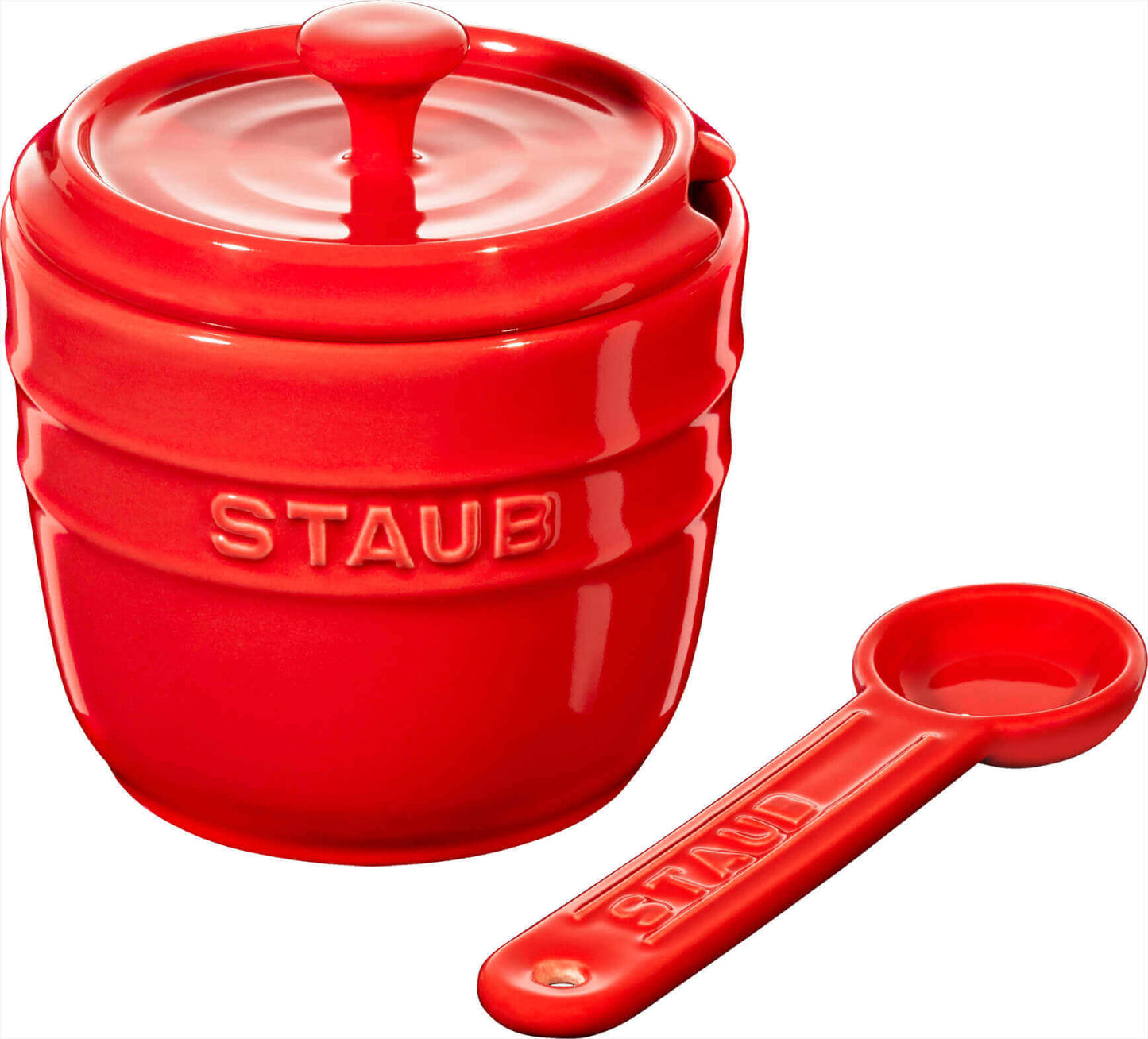 Cukurtrauks STAUB Ceramique 9cm ar karotīti, sarkans