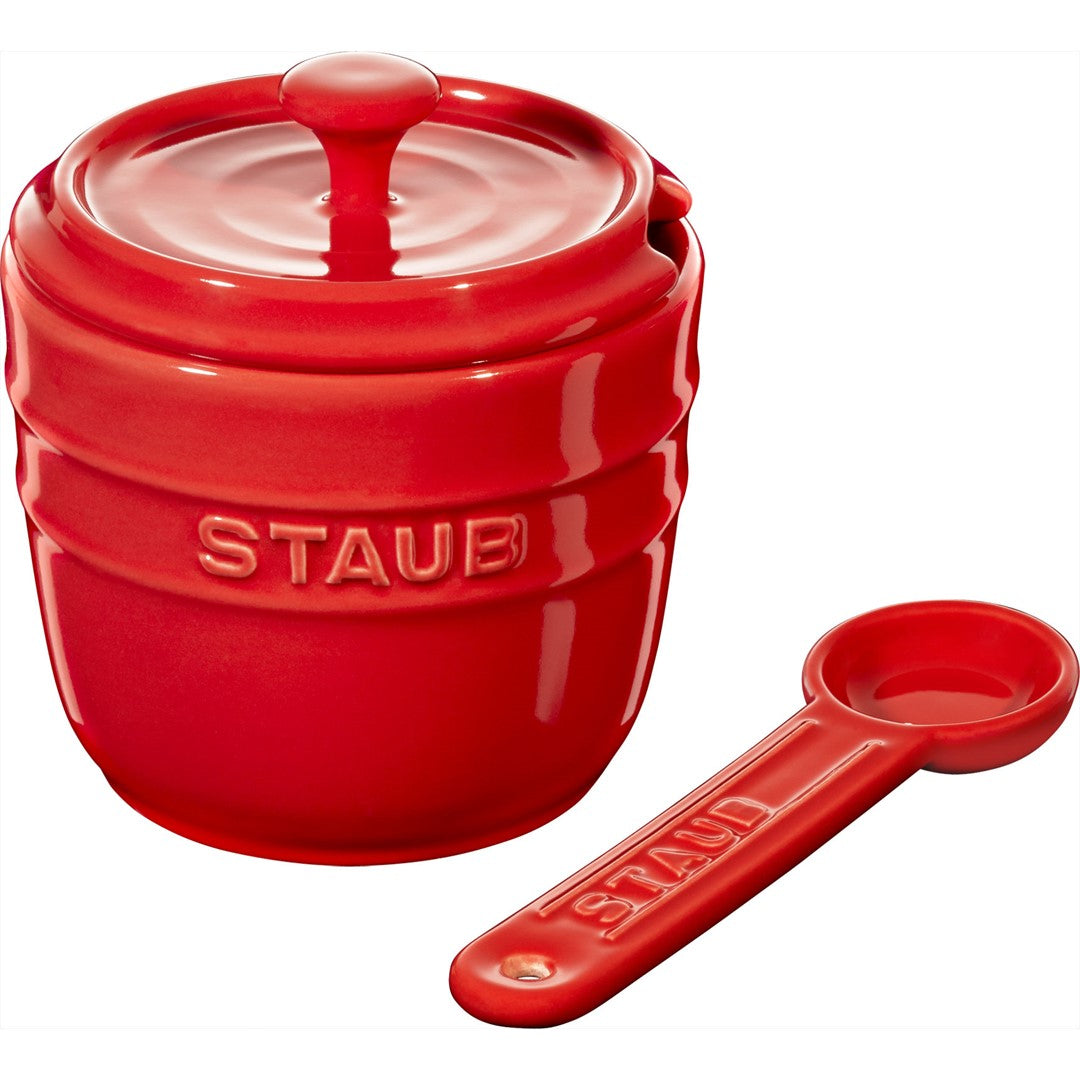 Cukurtrauks STAUB Ceramique 9cm ar karotīti, sarkans