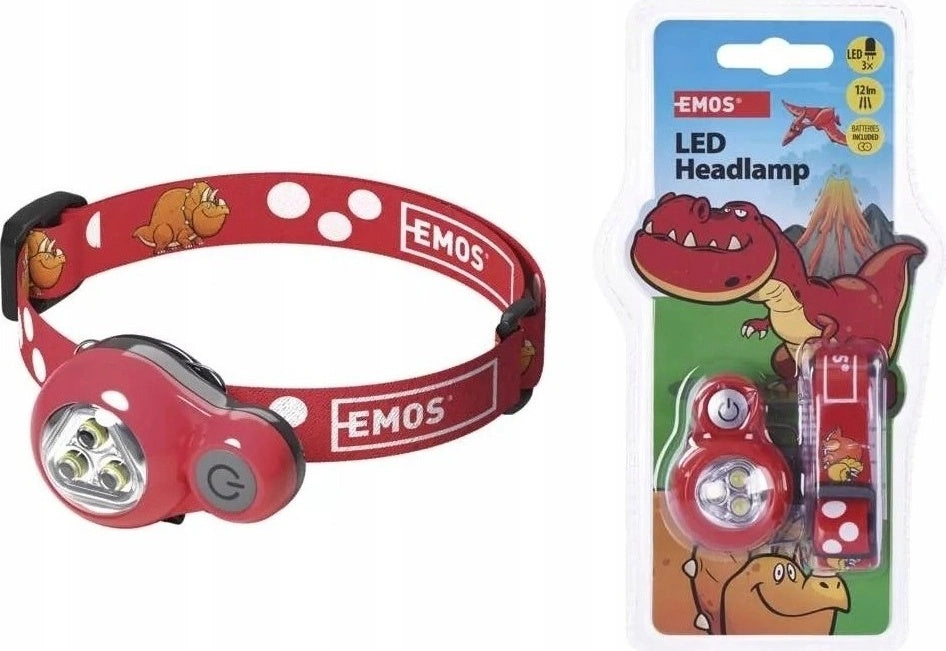 LED galvas lukturis bērnu 3LED 12lm (2xCR2032) EMOS, sarkans LED galvas lukturis bērnu 3LED 12lm (2xCR2032) EMOS, sarkans
