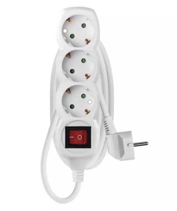 Pagarinātājs 3/1.5m ar slēdzi ar zemi balts EMOS