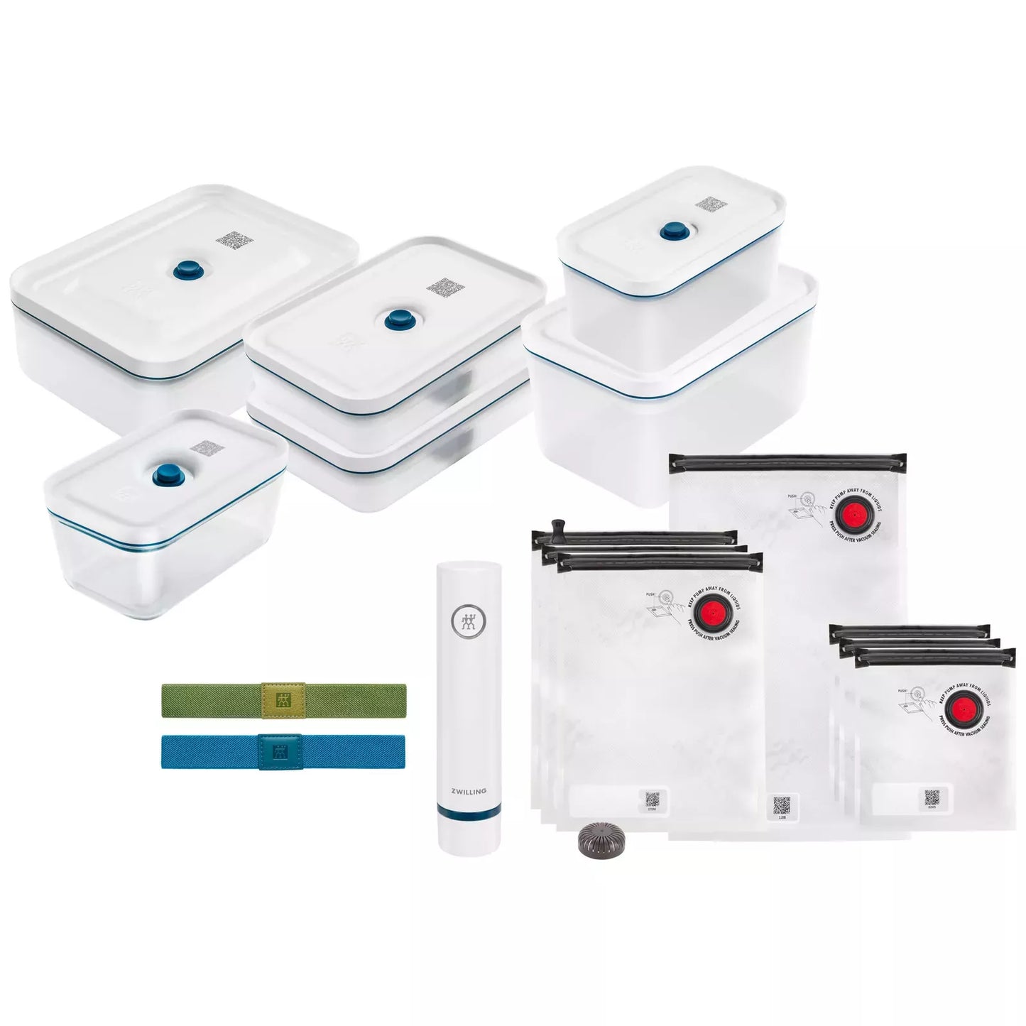 Vakuuma trauku, maisu un iepakošanas ierīces komplekts ZWILLING FRESH & SAVE M/L La Mer Starter plastmasas Vakuuma trauku, maisu un iepakošanas ierīces komplekts ZWILLING FRESH & SAVE M/L La Mer Starter plastmasas