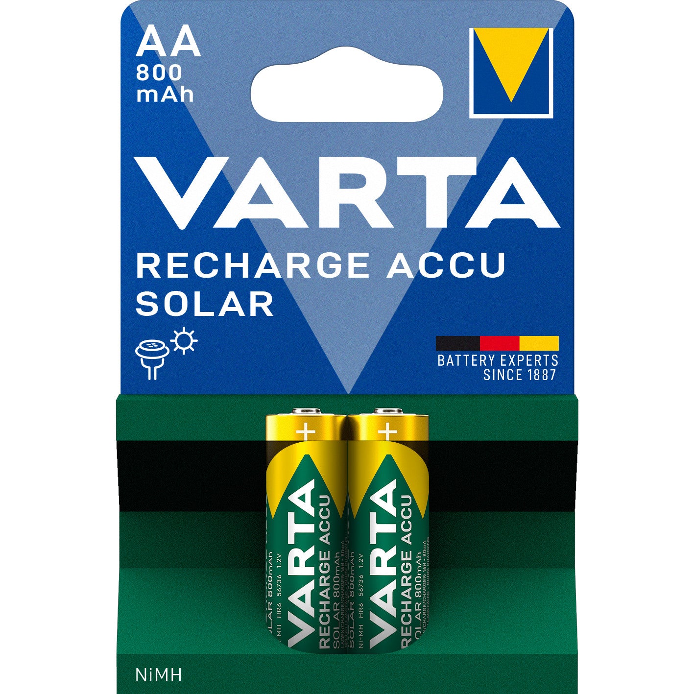 Baterijas lādējamas AA VARTA Recharge Accu Solar 800mAh 2gb.