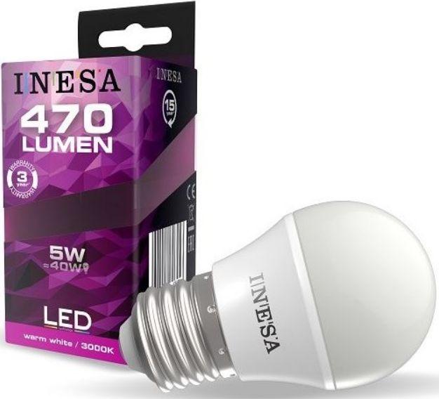 LED spuldze INESA Ball E27 5W 470lm 3000K