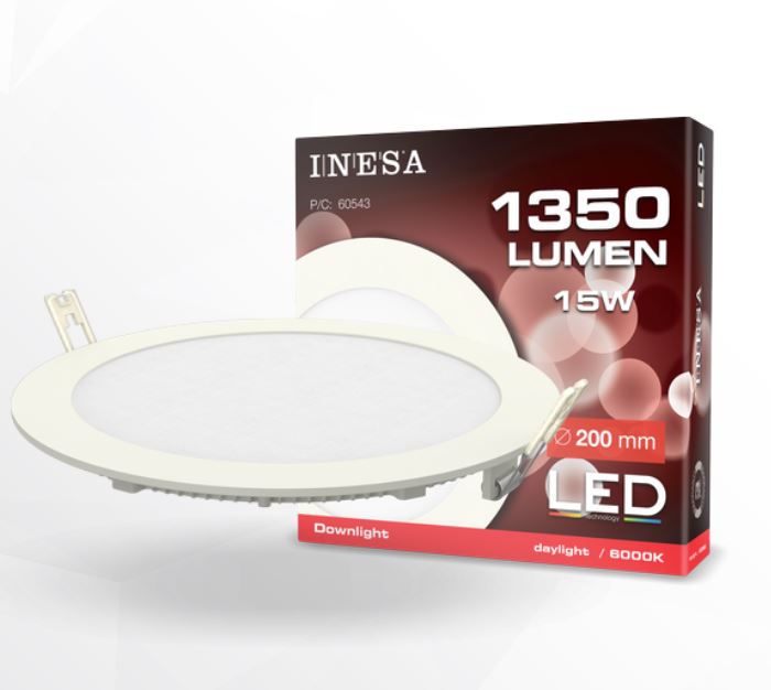 Iebūvējama LED lampa INESA 20cm 15W 1350lm 6000K