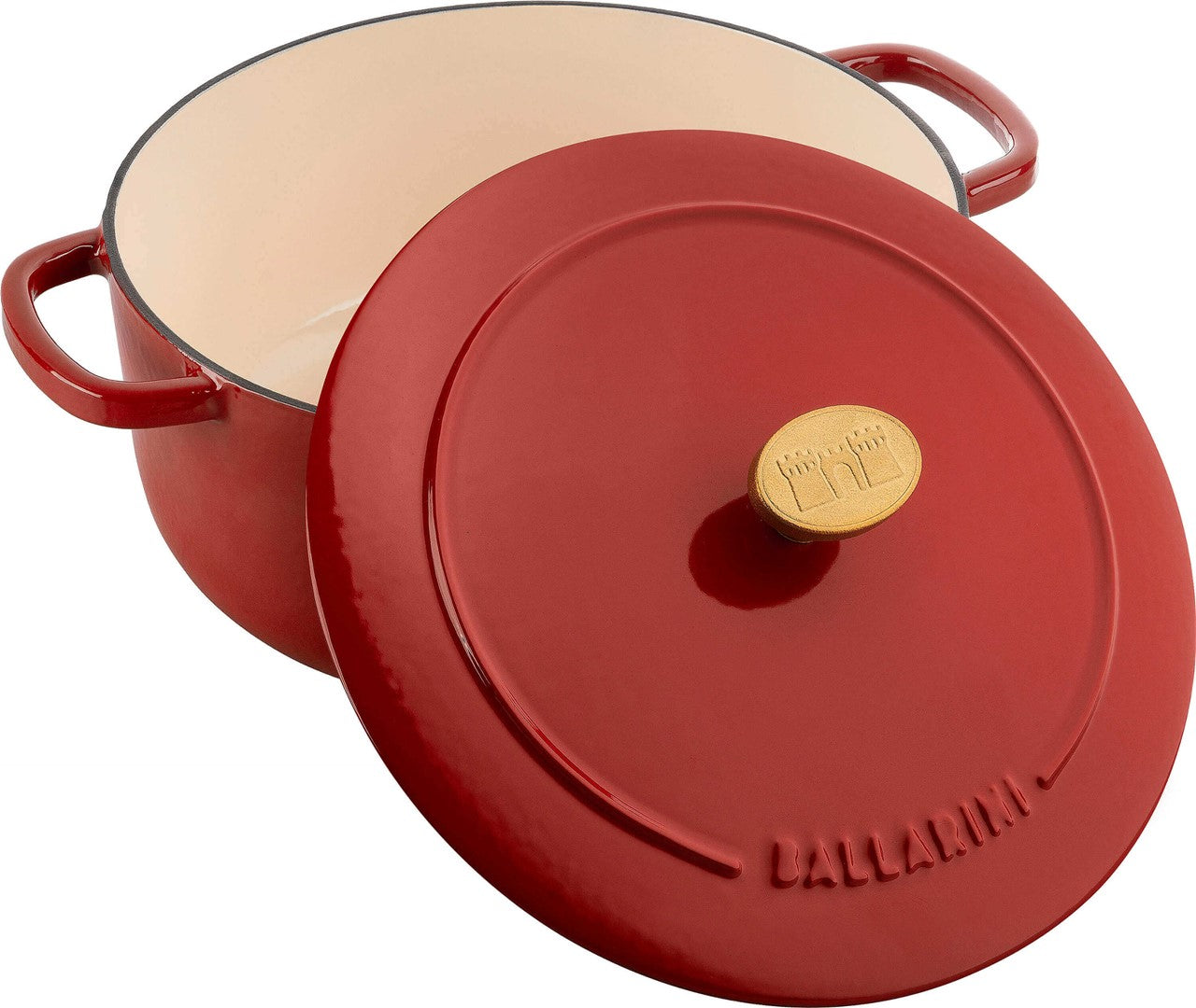 Čuguna sautējamais katls ar vāku Ballarini BELLAMONTE 5.5l sarkans