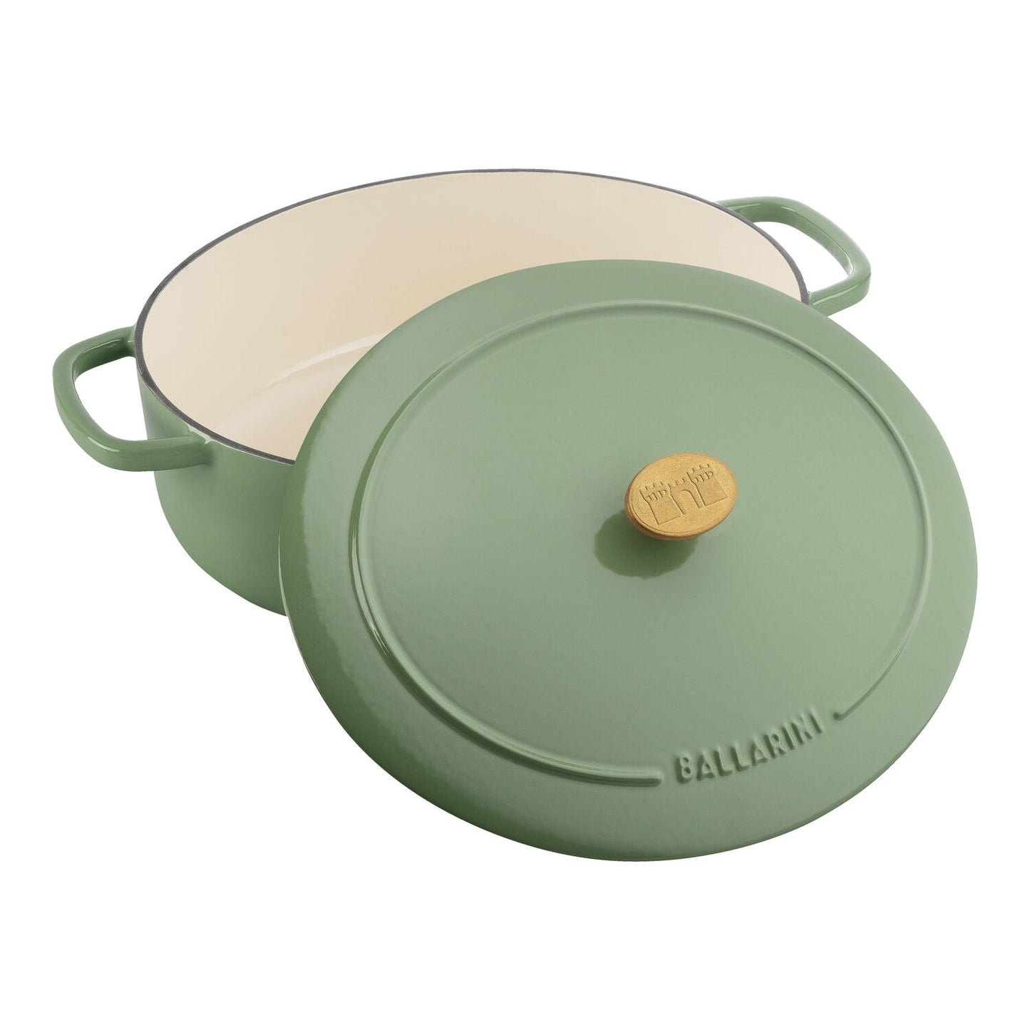 Čuguna sautējamais katls ar vāku 2.2L Ballarini BELLAMONTE zaļš, ovāls Čuguna sautējamais katls ar vāku 2.2L Ballarini BELLAMONTE zaļš, ovāls