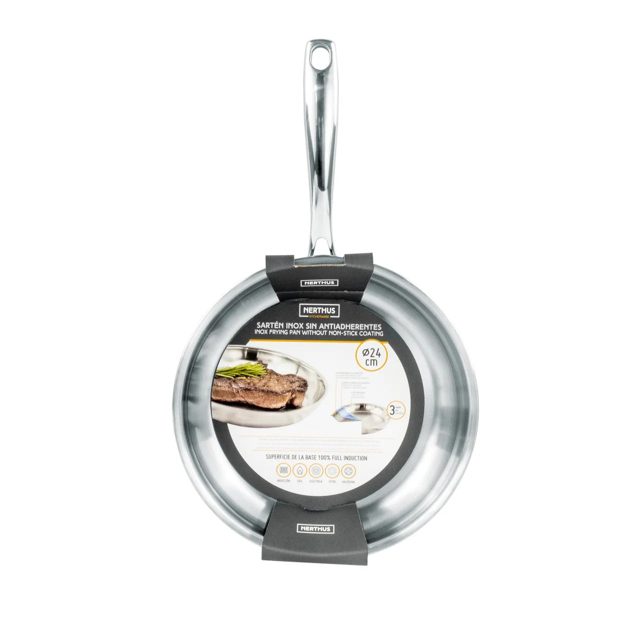 Nerthus 3 slāņu nerūsējošā tērauda panna 24cm | Full Induction