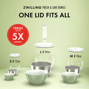 Vakuuma bļodu komplekts ZWILLING FRESH & SAVE Bowls S / M / L, nerūsējošā tērauda