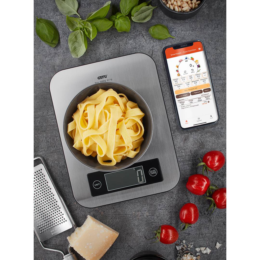 Virtuves svari GEFU SCORE ar Bluetooth aplikāciju uzturvētības analīzei