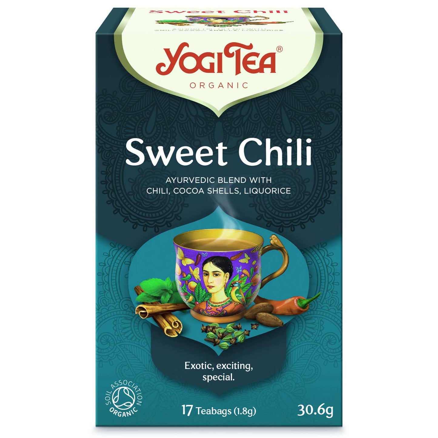 BIO saldā čili tēja Yogi Tea Sweet Chili 17 tējas maisiņi
