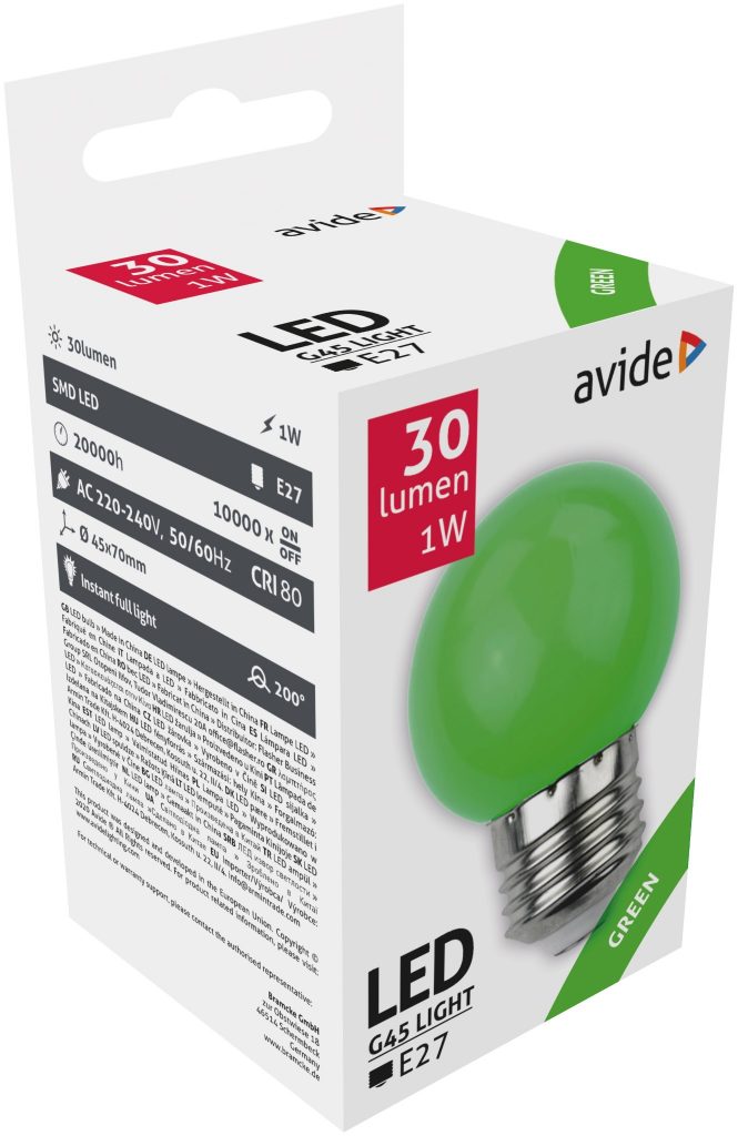 LED spuldze AVIDE Deco Ball E27 1W 30lm zaļa