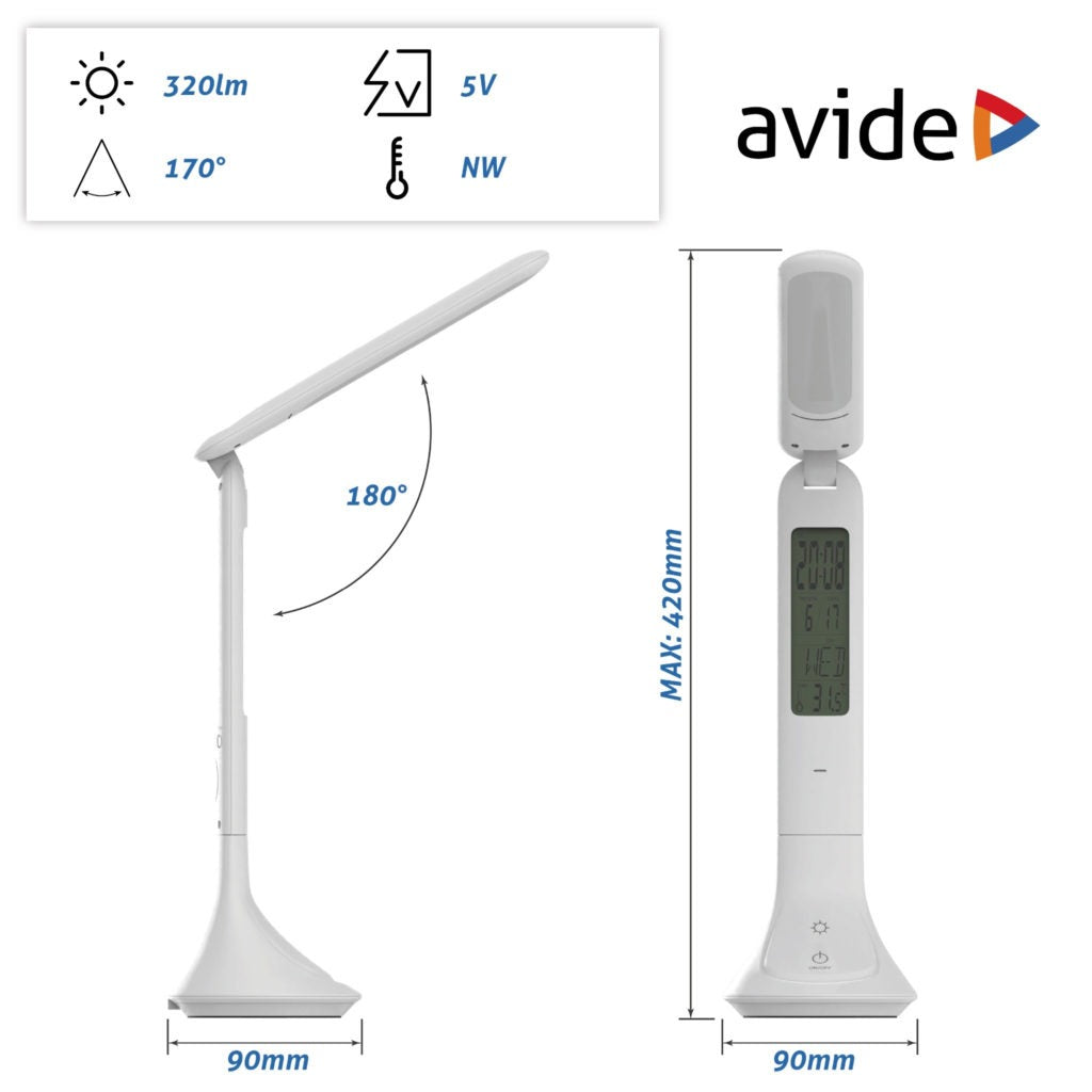 LED galda lampa-kalendārs AVIDE uzlādējama 5W 4000K LED galda lampa-kalendārs AVIDE uzlādējama 5W 4000K