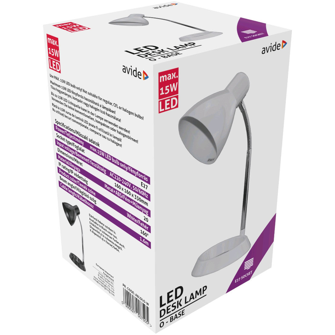 Galda lampa Avide O-Base E27 balta