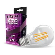 LED spuldze INESA GLS Filamenta E27 4W 470lm 2700K 300'