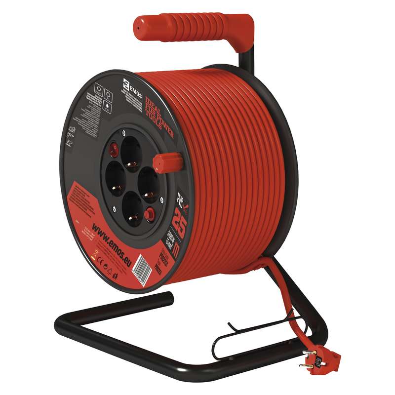 Pagarinātājs statīvā 4/25m 3x1.5 3680W a/z ar slēdzi sarkans EMOS